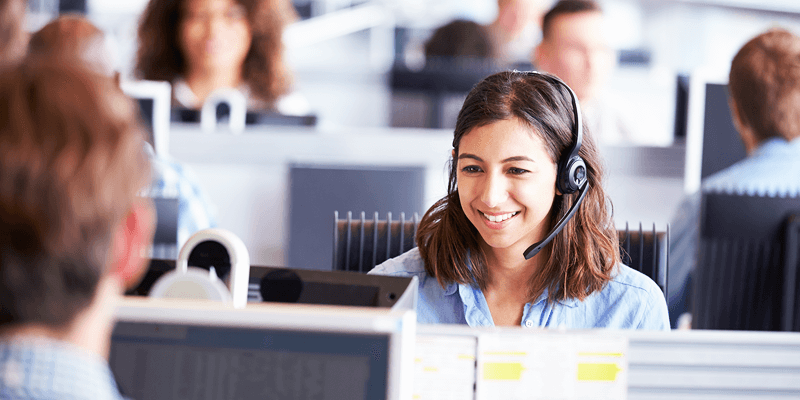 Woman working in a call centre