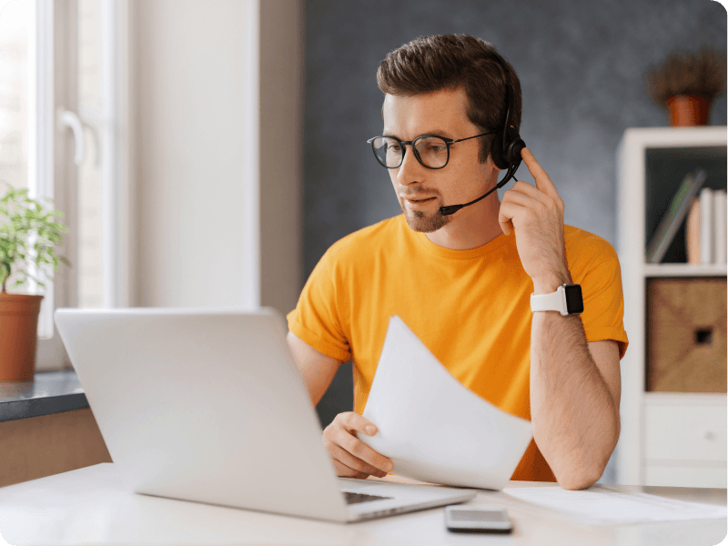 Man working from home using Broadband