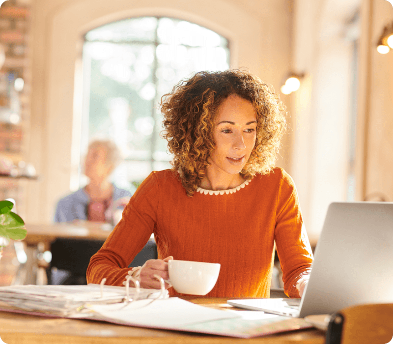 Woman working from home using Broadband