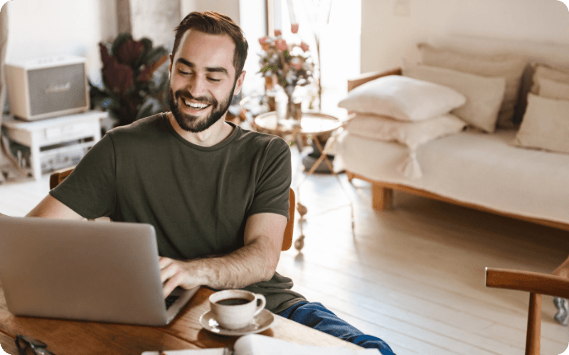Man working from home using broadband